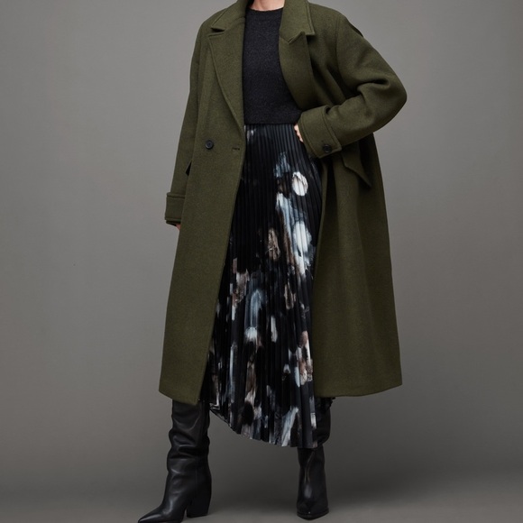 NWT All Saints MABEL DOUBLE BREASTED LONGLINE COAT - Picture 3 of 7